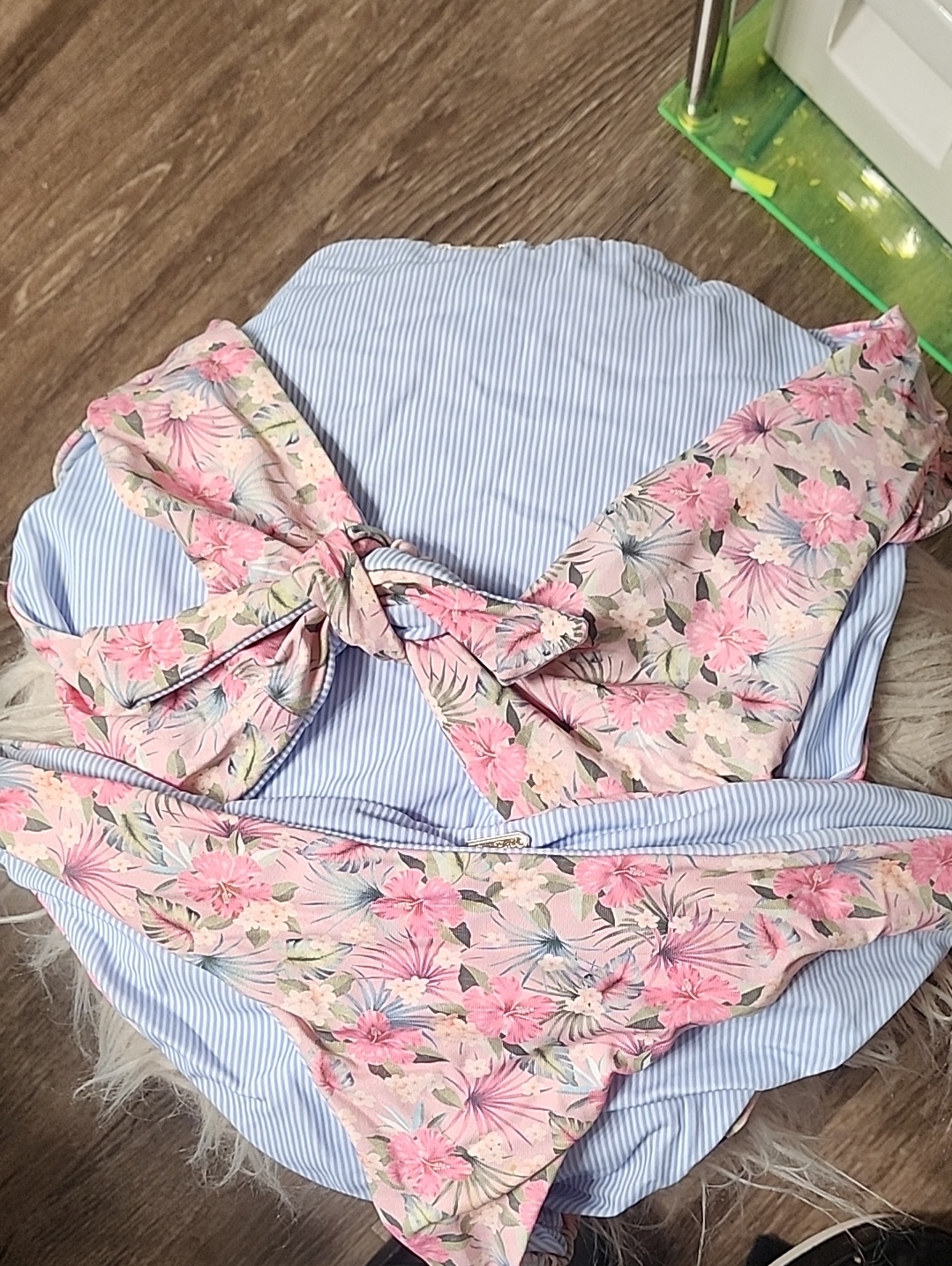 Women's Pink Floral 2 Piece Bikini With Tie Detail